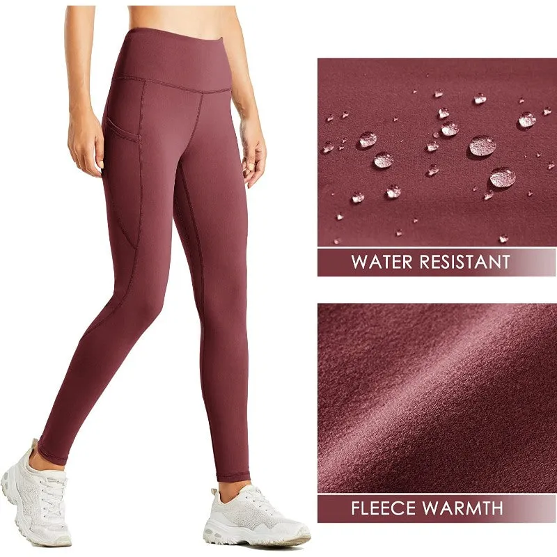 Women's Fleece Lined Leggings Water Resistant Thermal Winter Pants Hiking Yoga Running Tights High Waisted