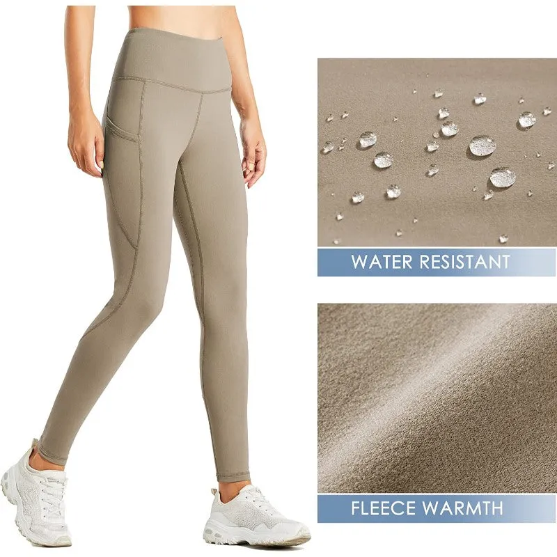 Women's Fleece Lined Leggings Water Resistant Thermal Winter Pants Hiking Yoga Running Tights High Waisted
