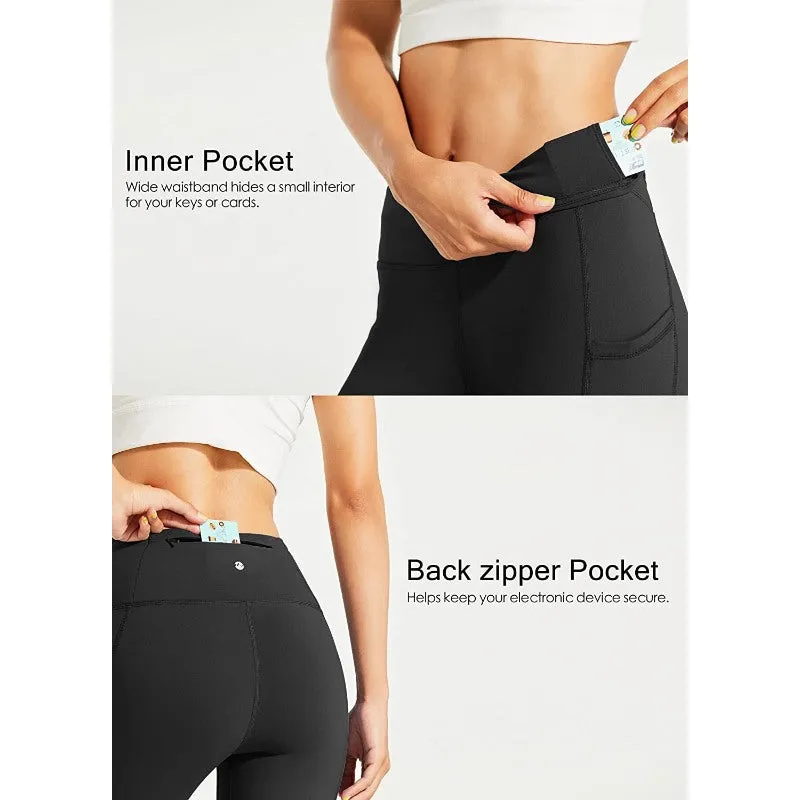 Women's Fleece Lined Leggings Water Resistant Thermal Winter Pants Hiking Yoga Running Tights High Waisted
