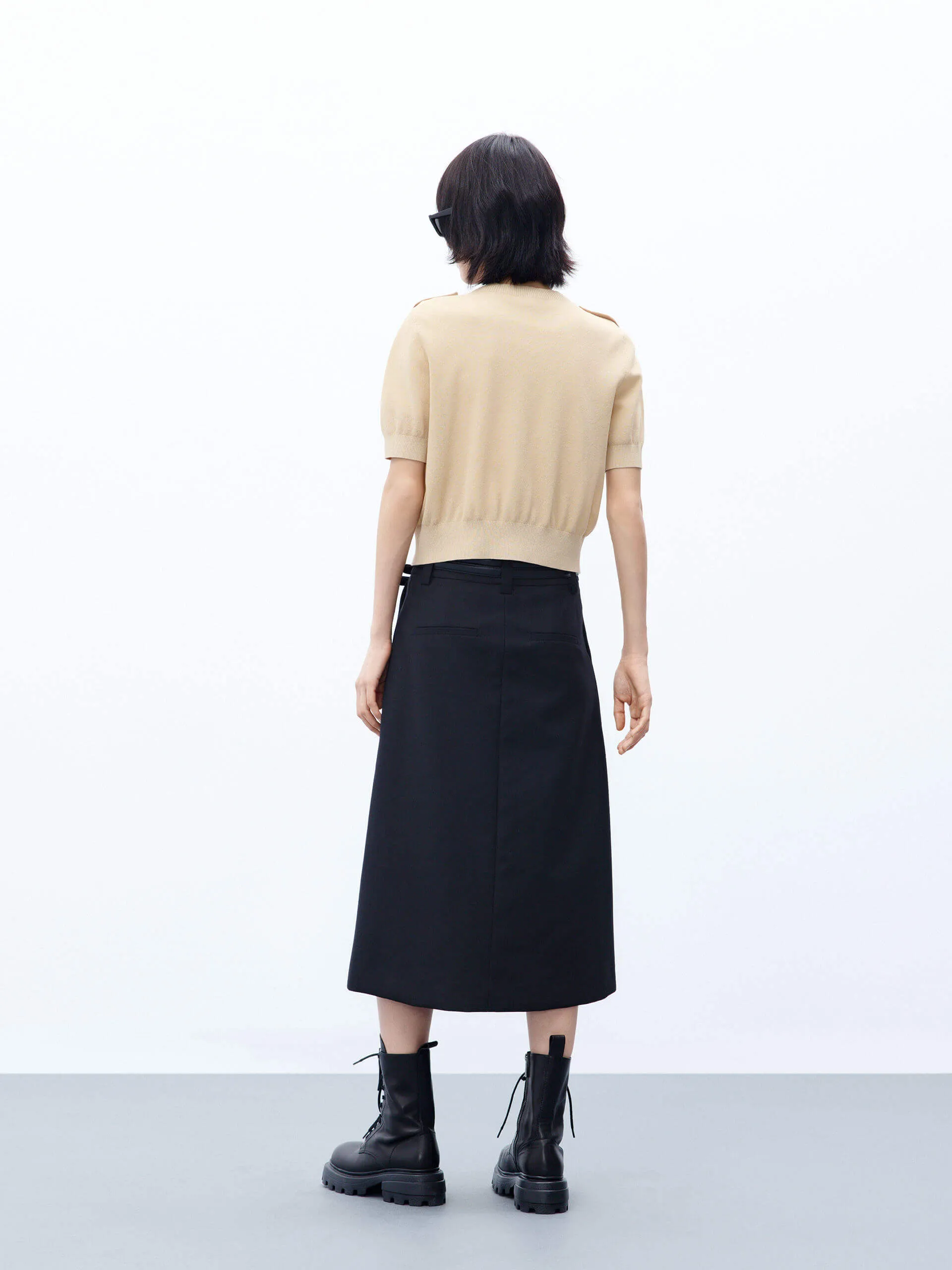 Wool Blend Midi Skirt