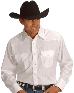 Wrangler Men's Long Sleeve Dobby Stripe Snap Shirt
